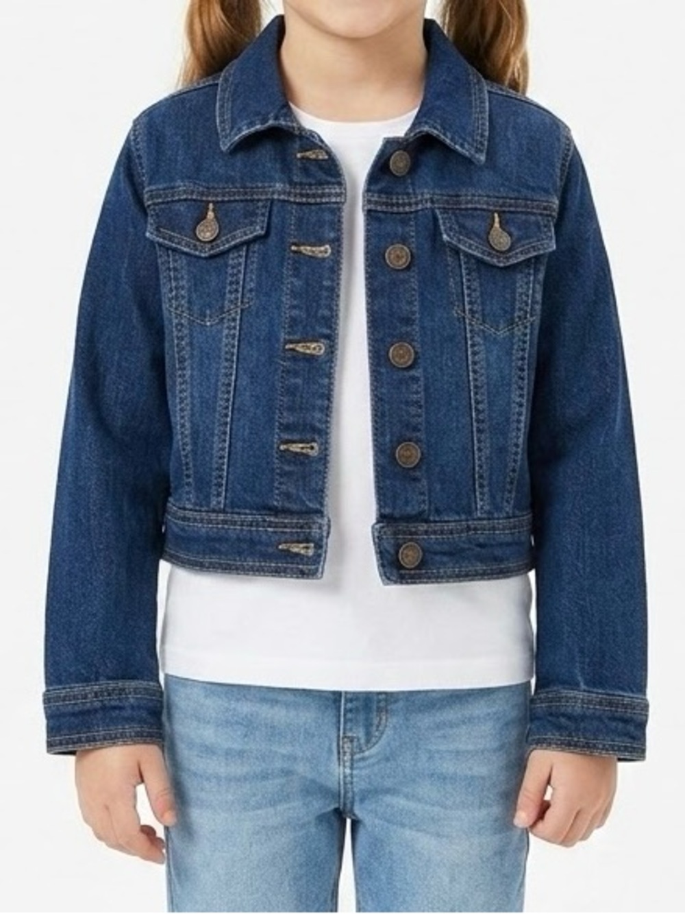 Cropped Dark Blue Denim Jacket - Women